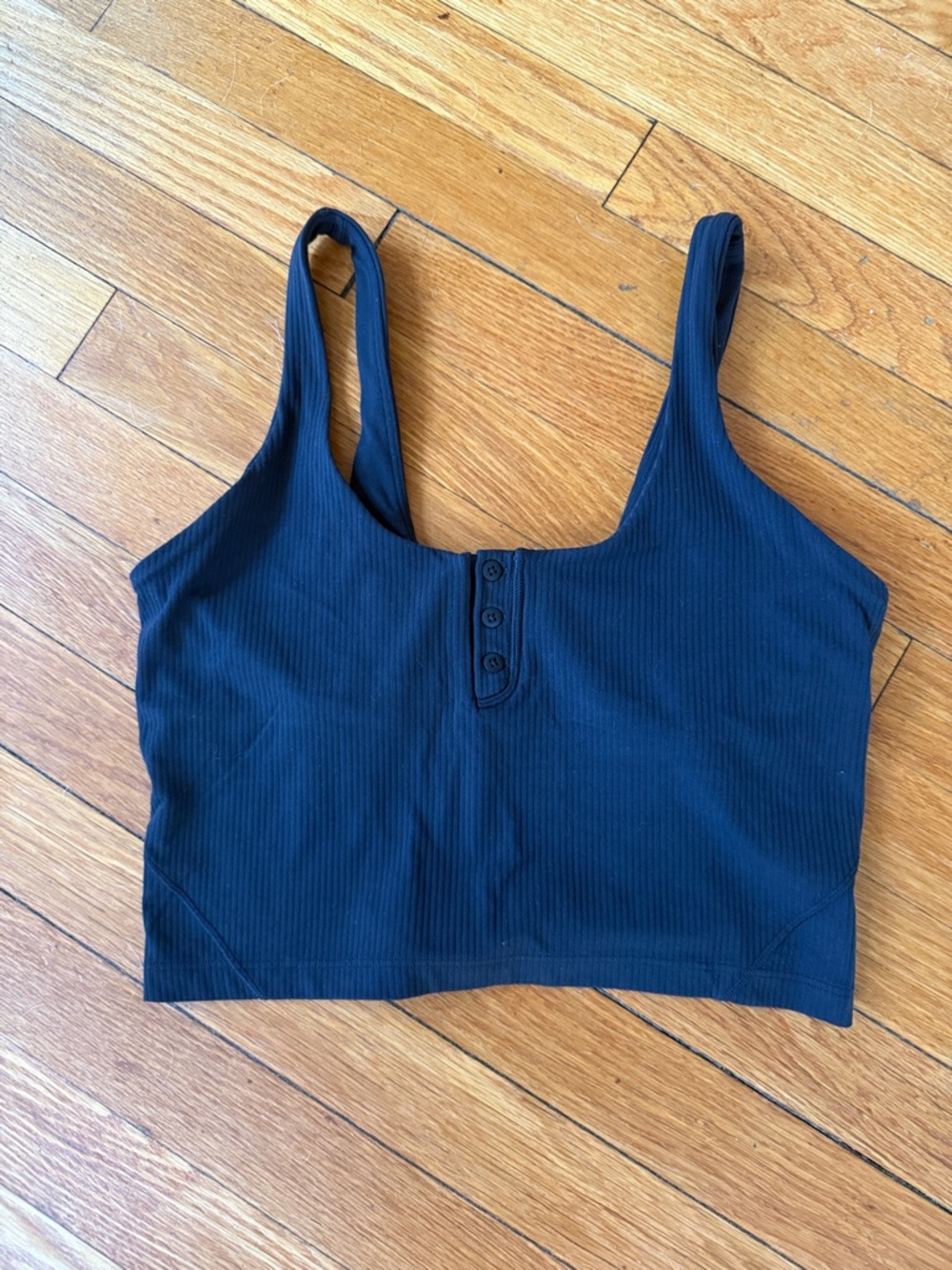 Lululemon Ribbed Button-Front Crop Tank Top - Black